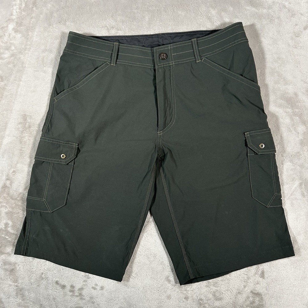Kuhl Renegade Cargo Shorts Mens 36 Green Hiking Outdoor Stretch Lightweight EUC